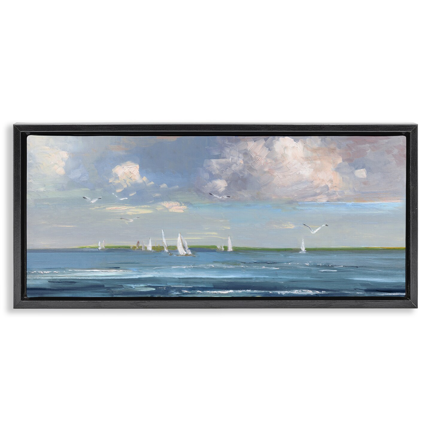 Stupell Industries Distant Sea Vessels Seascape Floating Frame By Sally ...