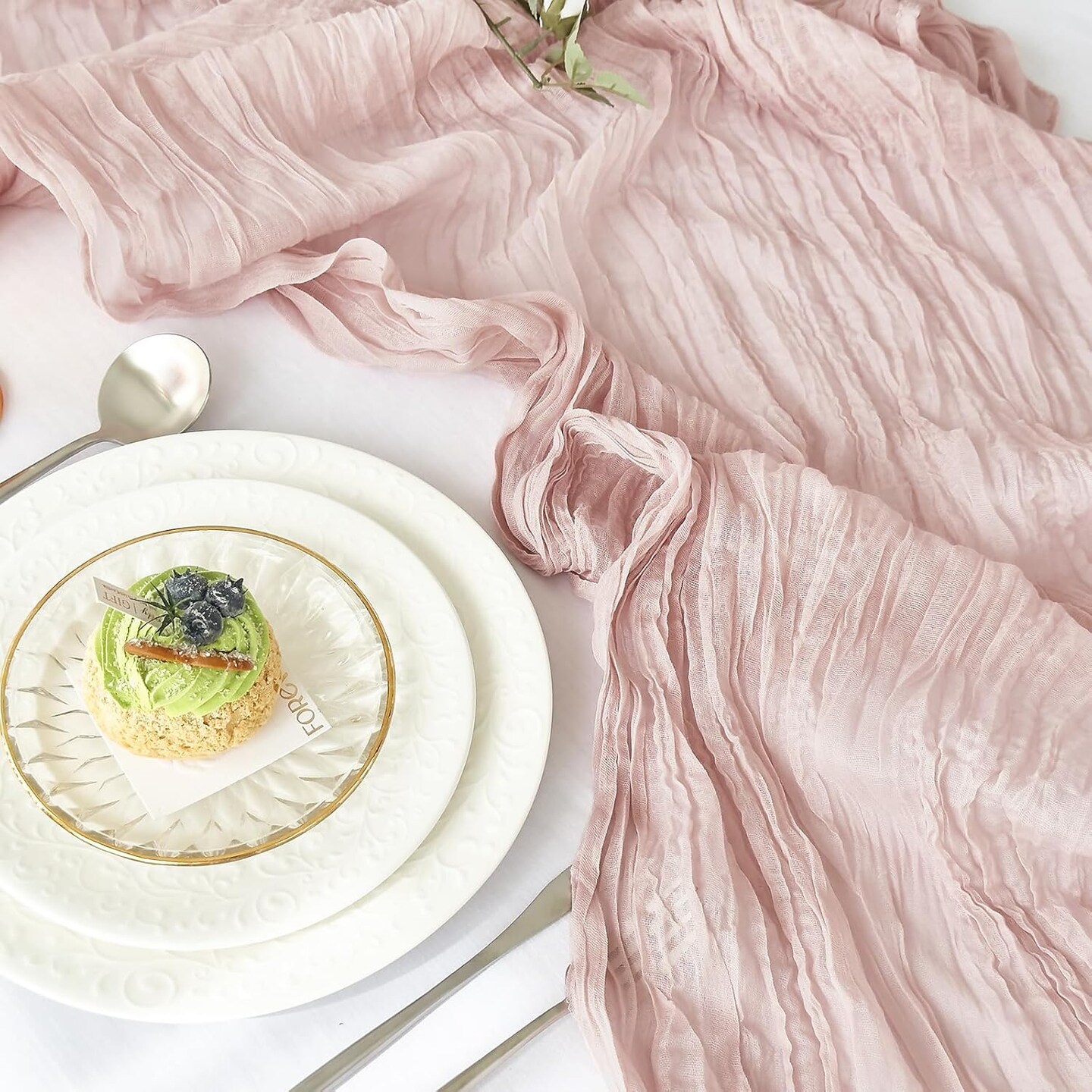 2 Pcs Cheesecloth Table Runner - 10ft Dusty Pink Boho Gauze Cheese Cloth Table Runners