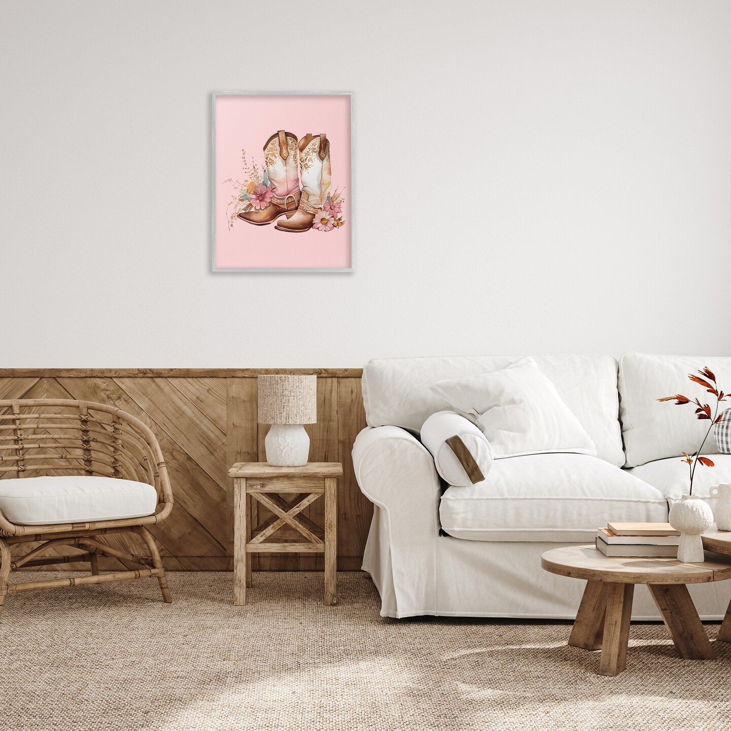Stupell Industries Floral Pink Cowgirl Boots Framed Giclee Art