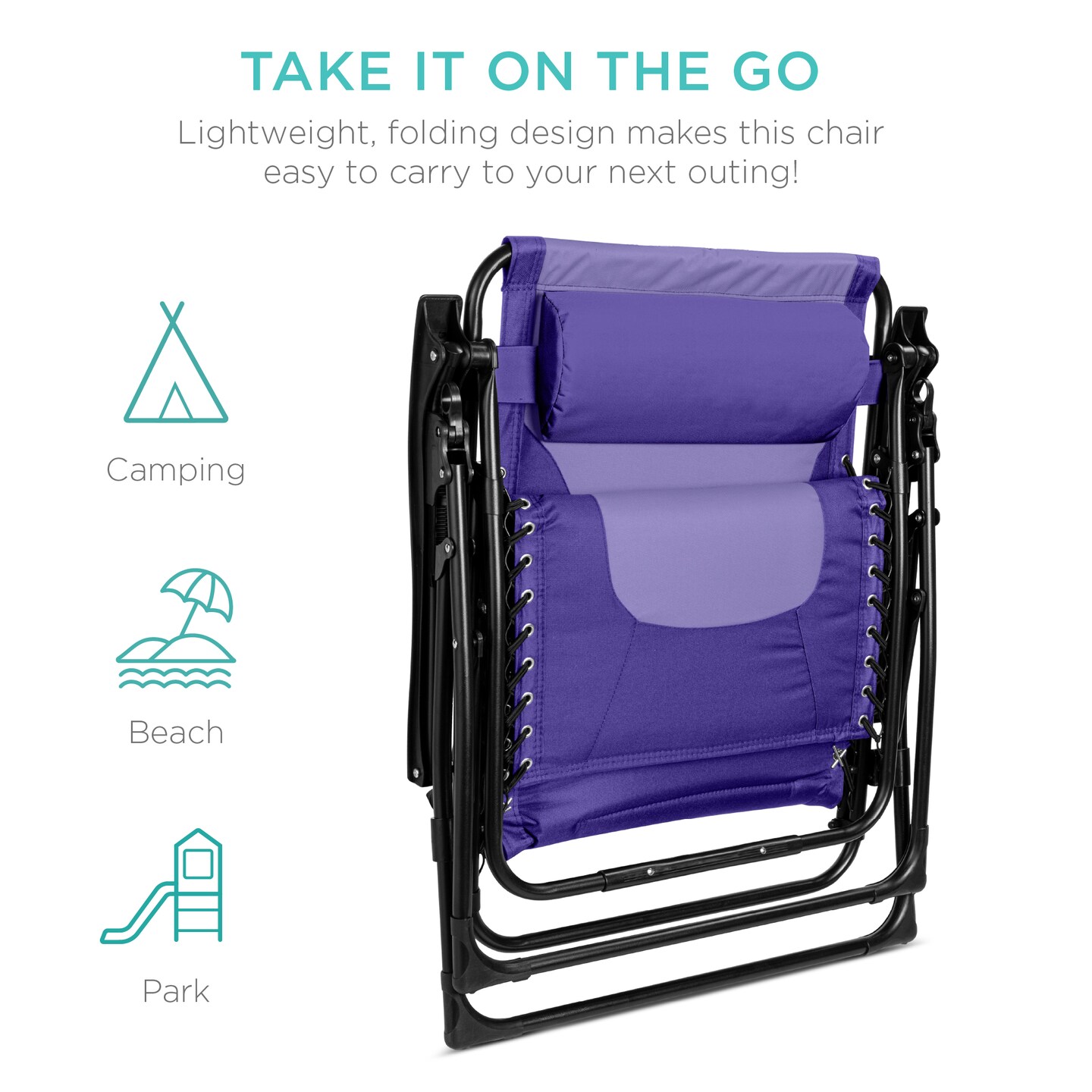 Best Choice Products Oversized Padded Zero Gravity Chair, Folding Outdoor Patio Recliner w/ Side Tray