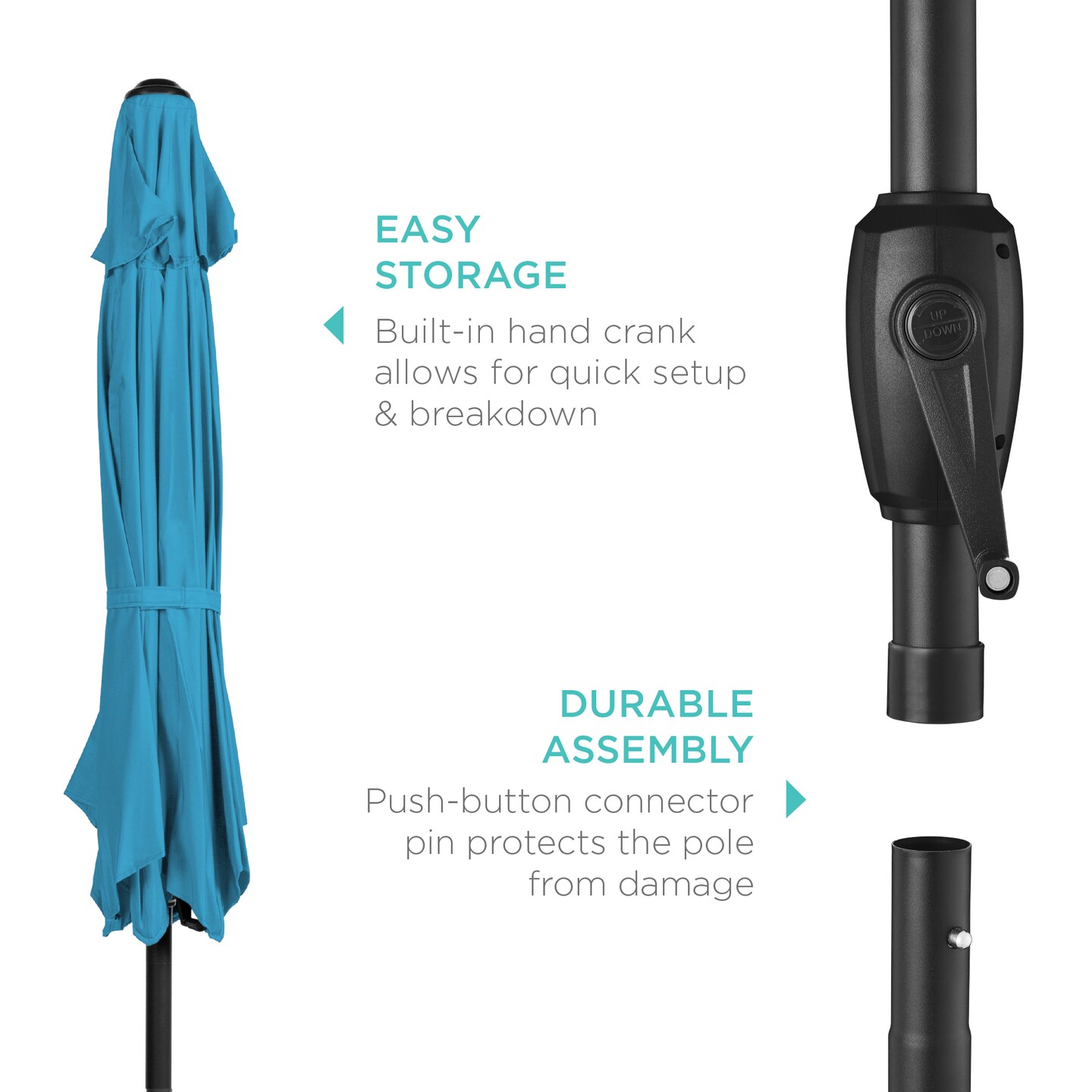 Best Choice Products 7.5ft Heavy-Duty Outdoor Market Patio Umbrella w/ Push Button Tilt, Easy Crank