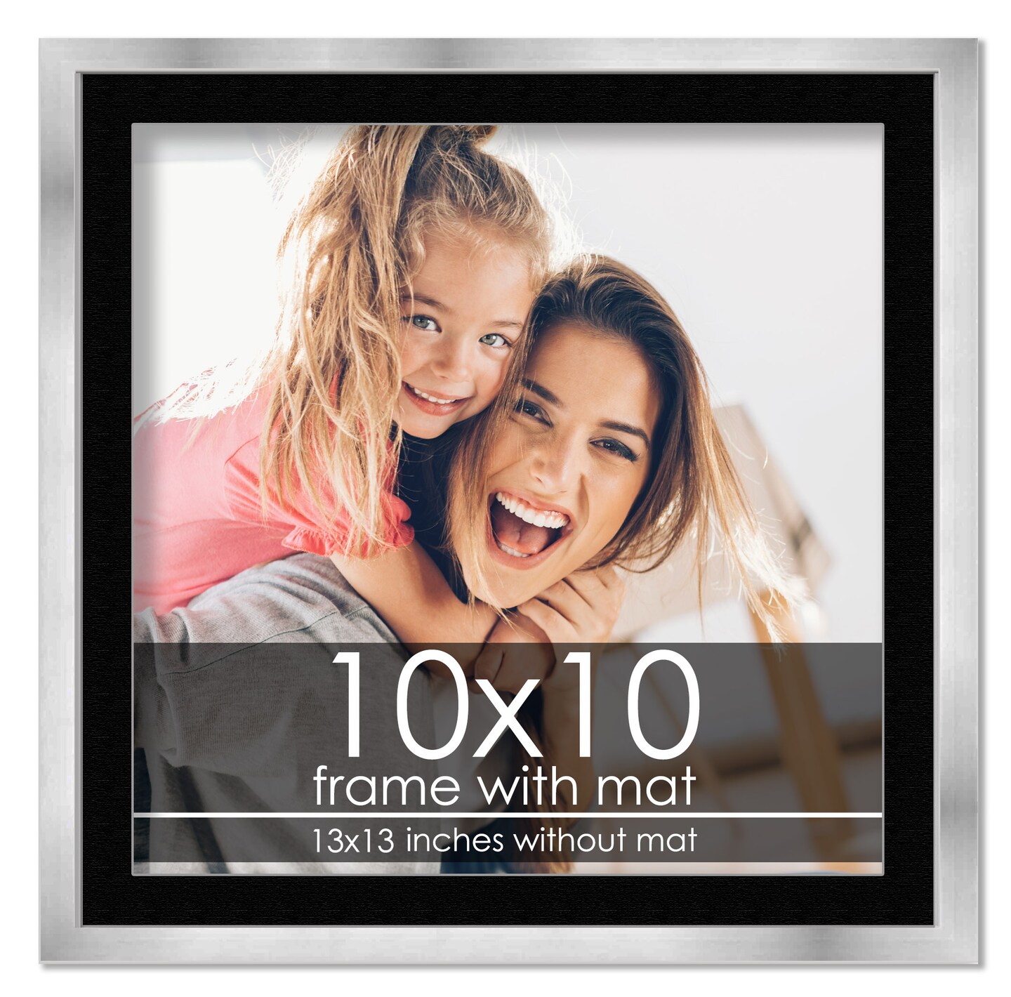 10x10 Frame with Mat - Silver 13x13 Frame Wood Made to Display Print or ...