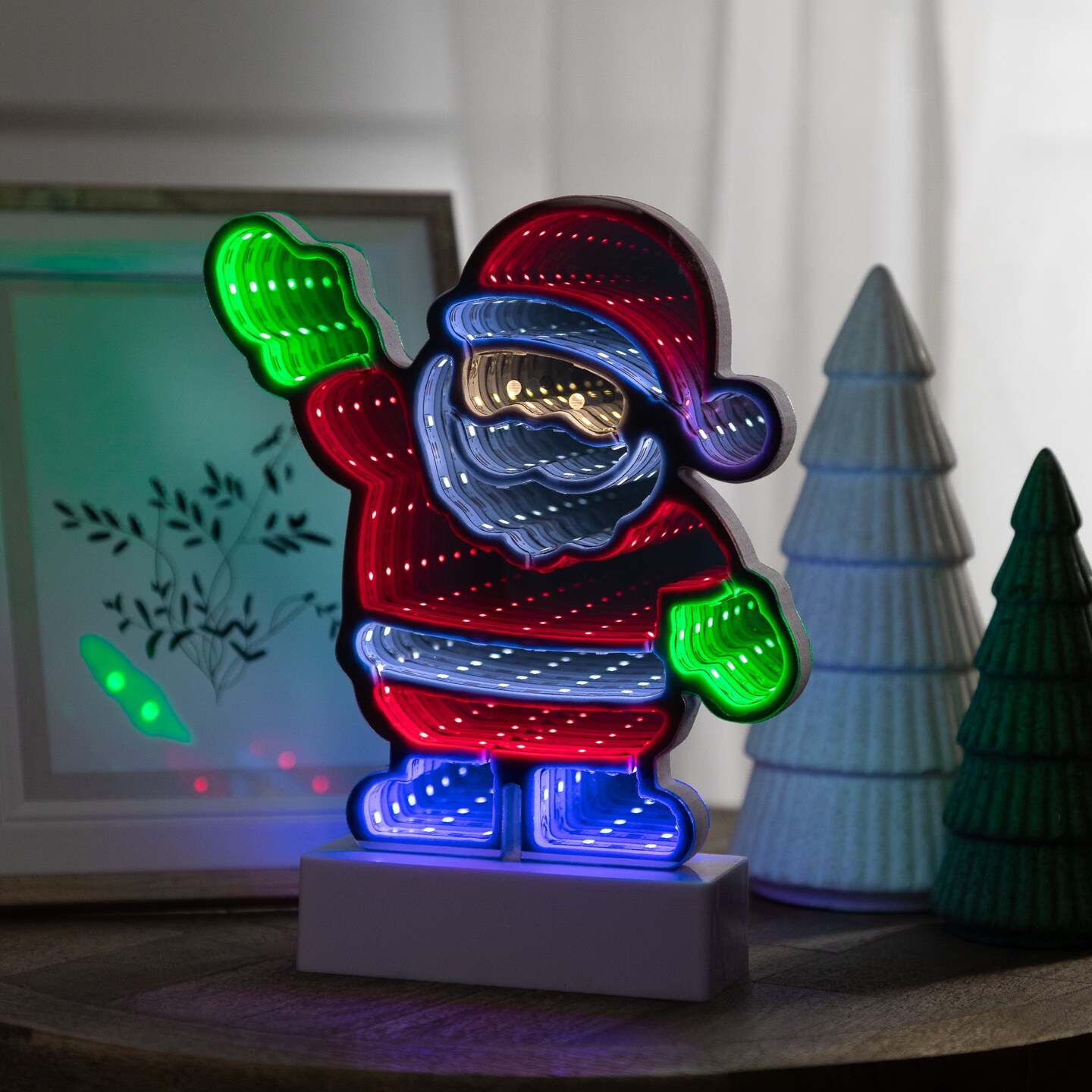 Northlight LED 3D Santa Claus Christmas Infinity Mirror - 8&#x22;
