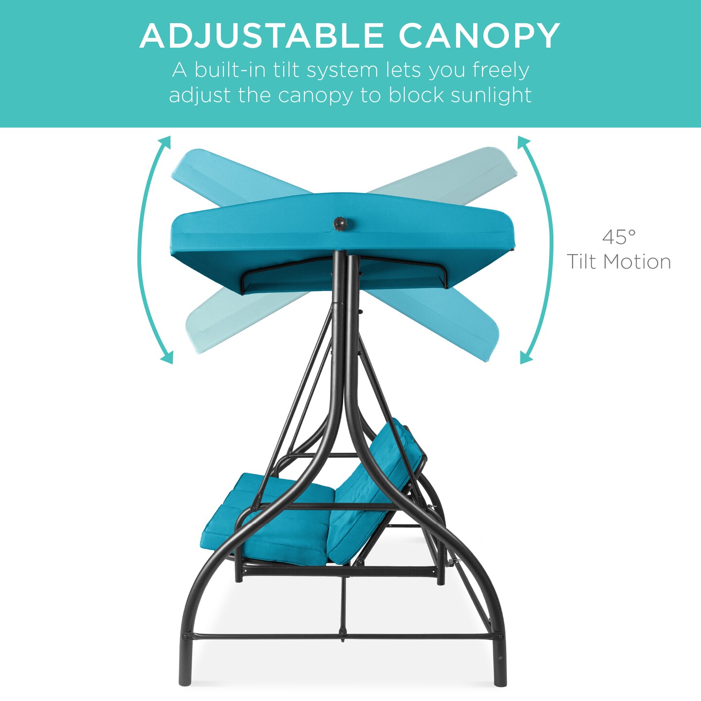 Best Choice Products 3-Seat Outdoor Converting Canopy Swing Glider Patio Hammock w/ Removable Cushions