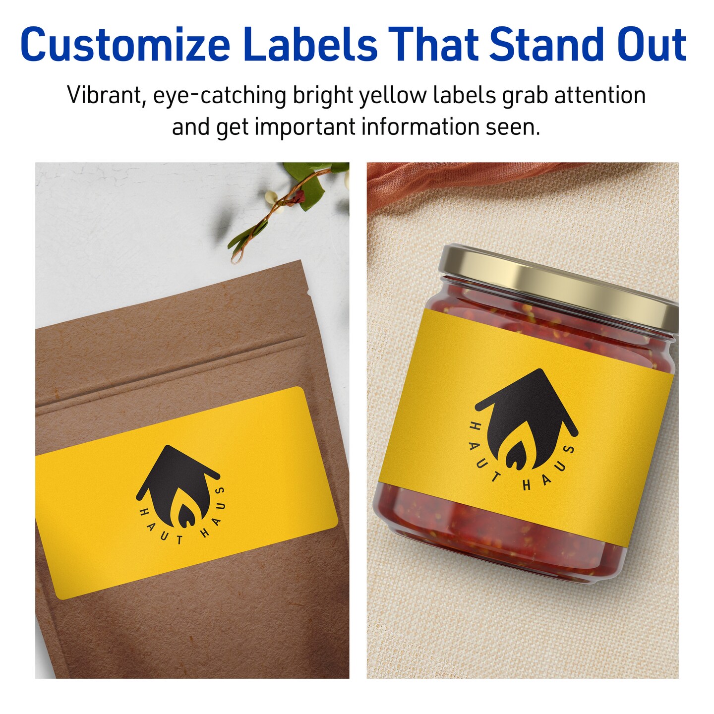 Avery Bright Yellow Paper Labels, 4&#x22; x 5&#x22; Rectangle