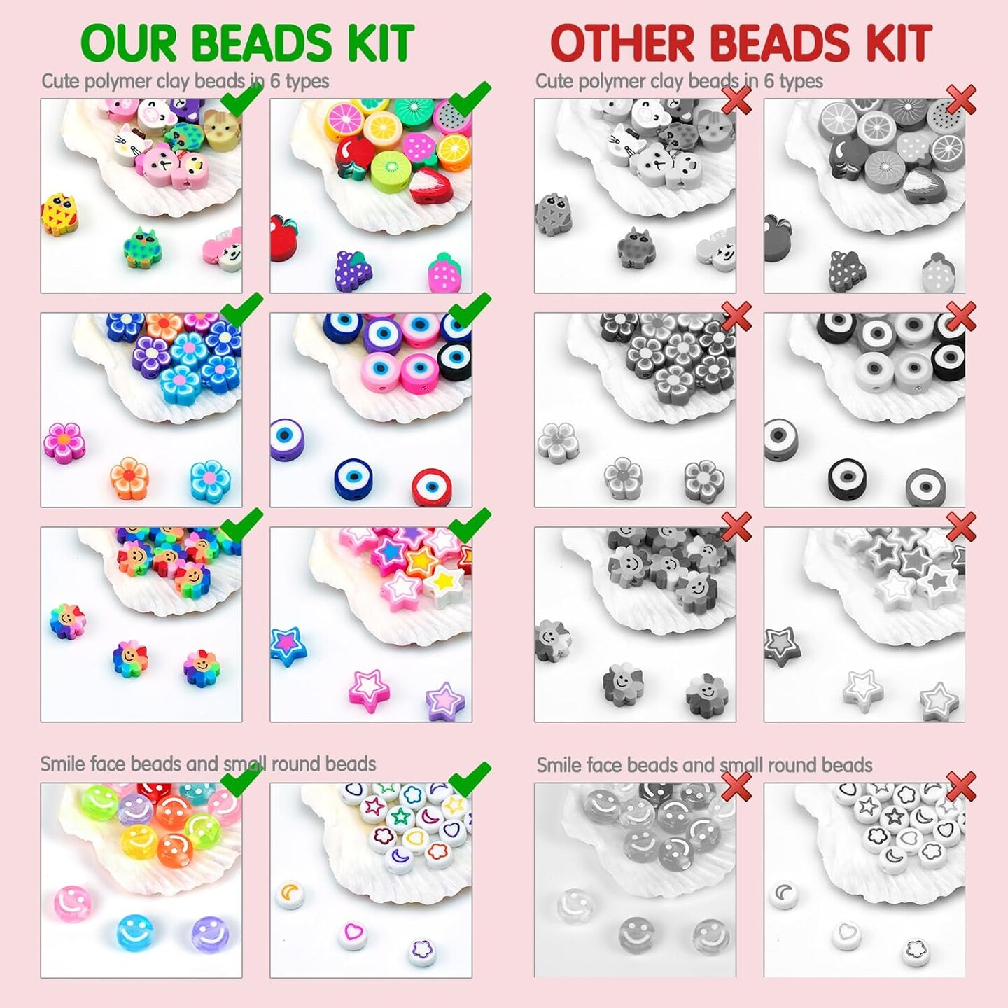 Bracelet Making Kit, Beads for Bracelets Making Pony, Kandi, Polymer Clay, Smile Face &#x26; Letter Beads for Jewelry Making
