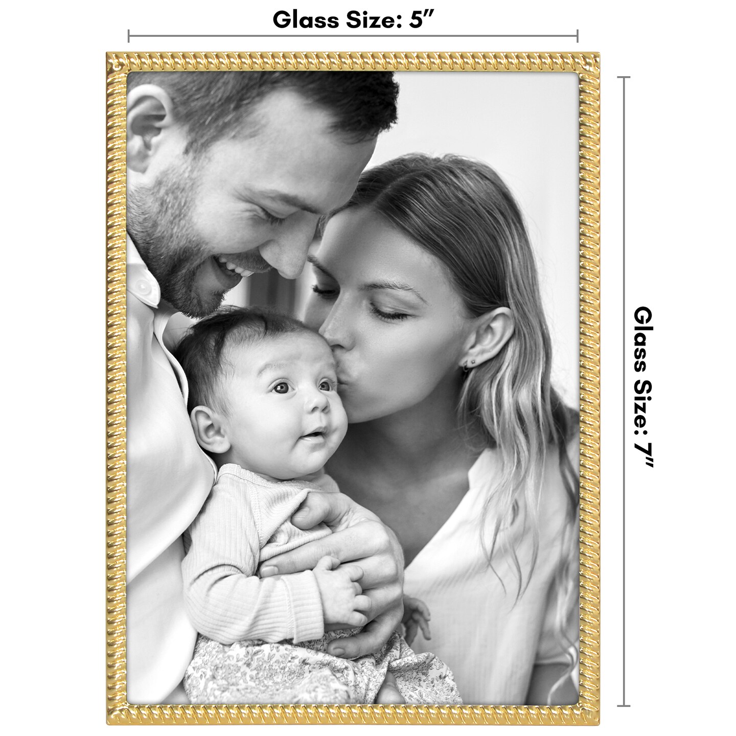 Americanflat Picture Frame with Rope-Style Textured Detailing - Modern Metal Picture Frames with Shatter-Resistant Glass - Elegant Gallery Style Frame for Tabletop or Wall Display