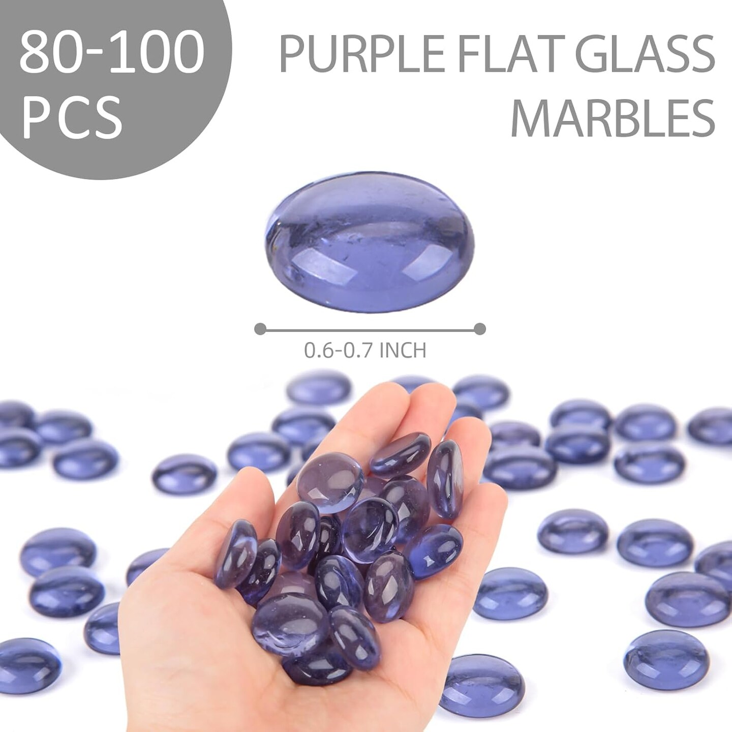 1LB Purple Flat Glass Marbles, Premium Purple Aquarium Rocks Fish Tank Gravel Stones Bulk Pebbles Decorative Beads for DIY Crafts Vase Fillers Table Scatter Decor