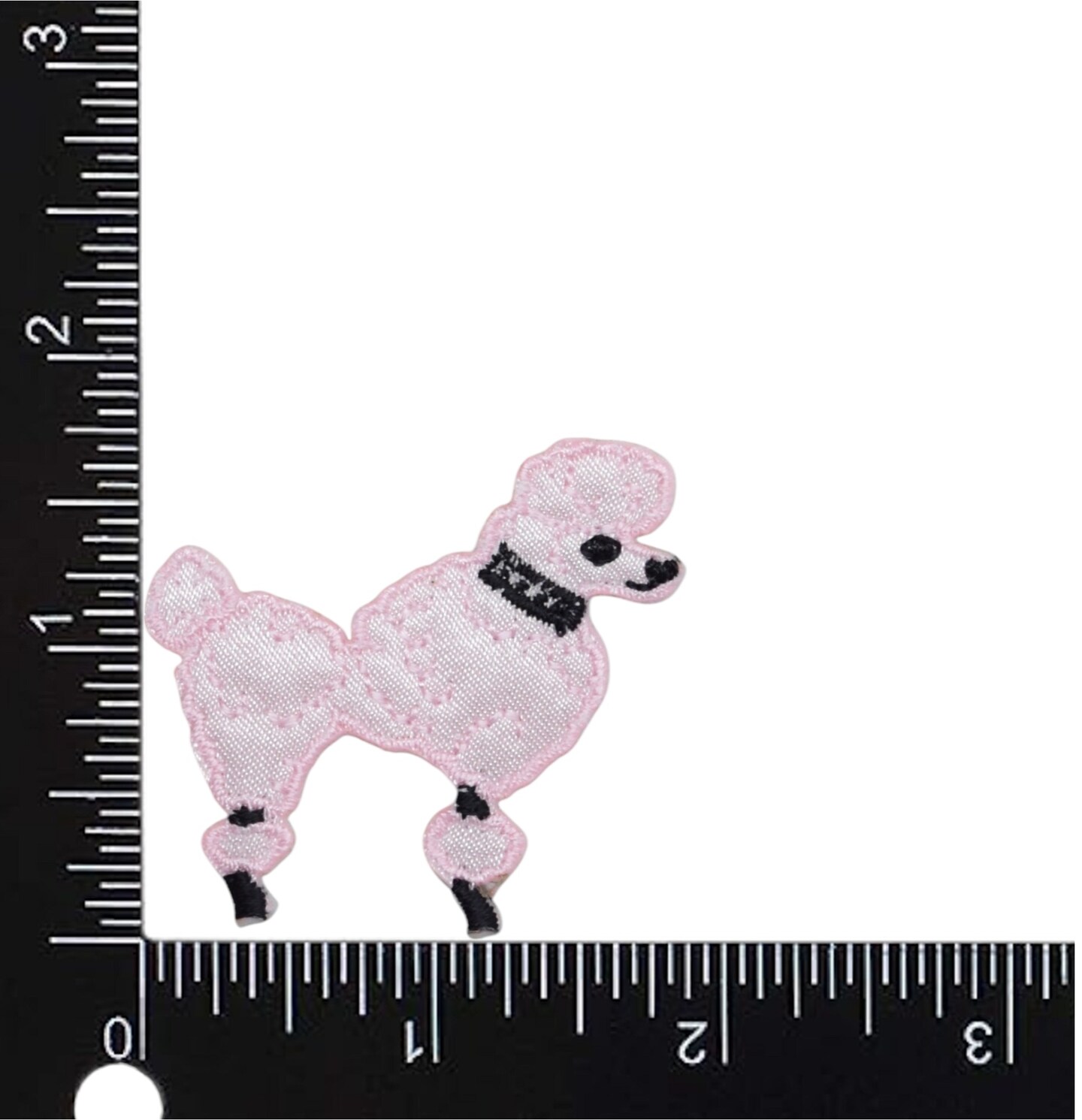 Mini Pink Poodle Facing Right, Pets, Dogs, Embroidered, Iron on Patch