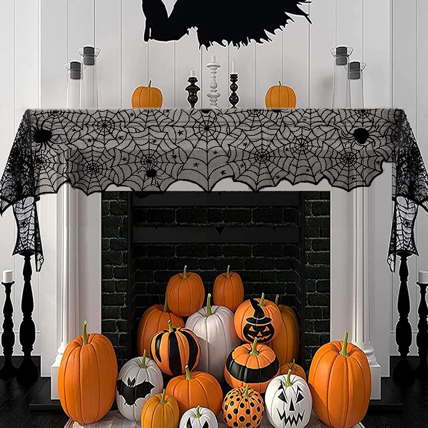 Halloween Table Runner - Black Lace Spider Web Table Runners - 18 X 72 Inch