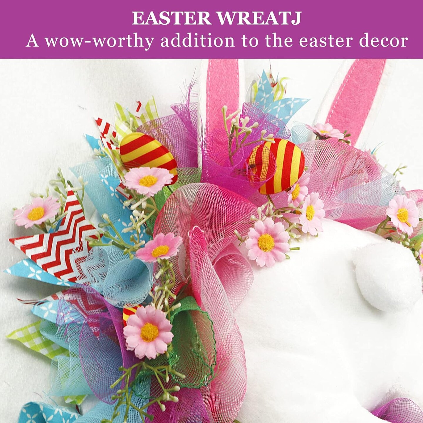 Easter Door Wreath with Bunny Butt Ears Decorations Easter Rabbit Garland for Front Door Supplies