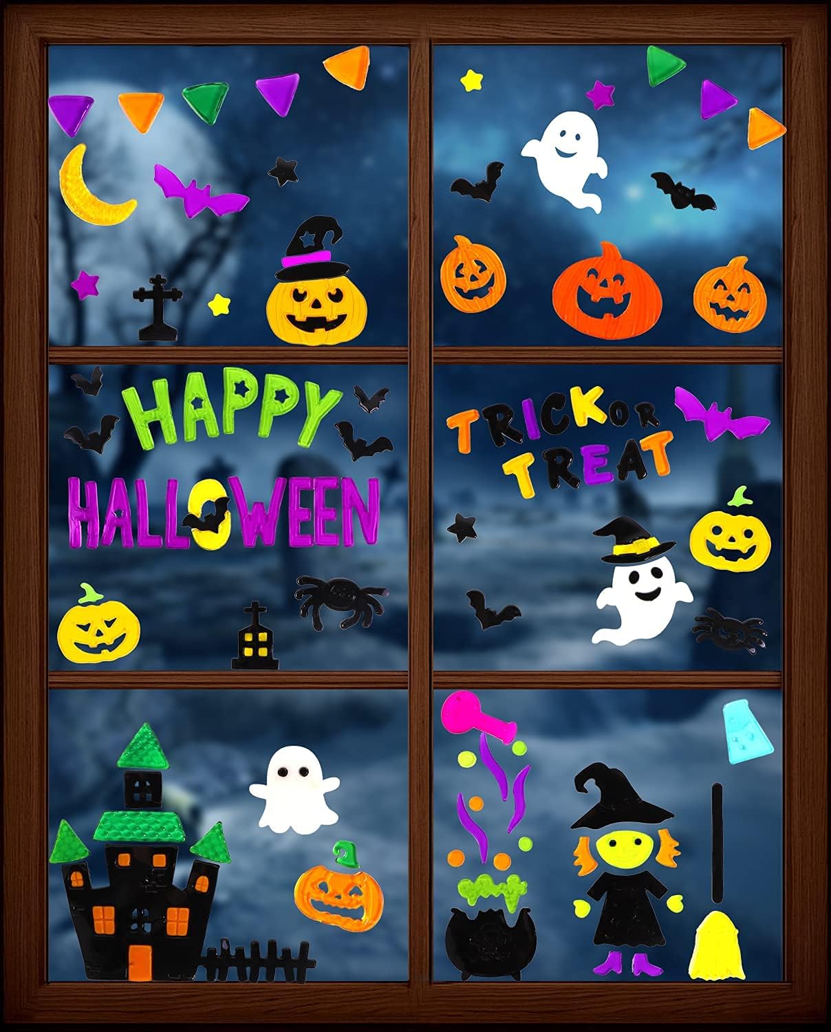 6pcs Halloween Gel Window Clings