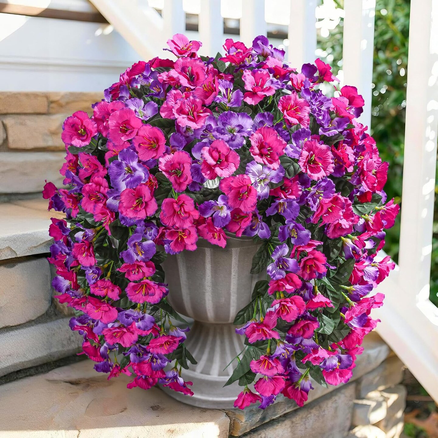 2 Pack Artificial Hanging Hibiscus Flowers Outdoor UV Resistant