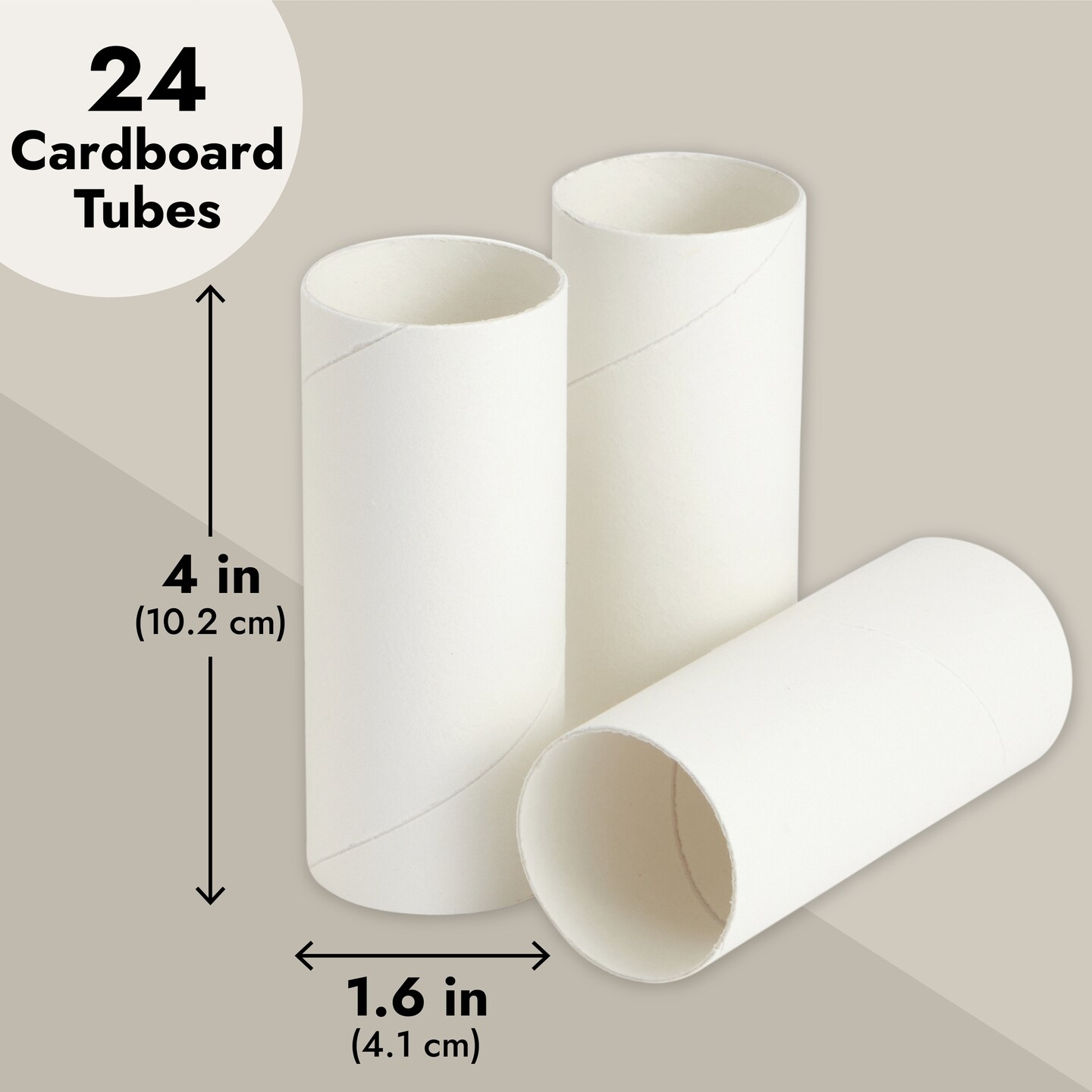 24 Pack Toilet Paper Rolls For Crafts, Empty White Cardboard Tubes for Classroom, DIY Projects (1.6 x 4 In)