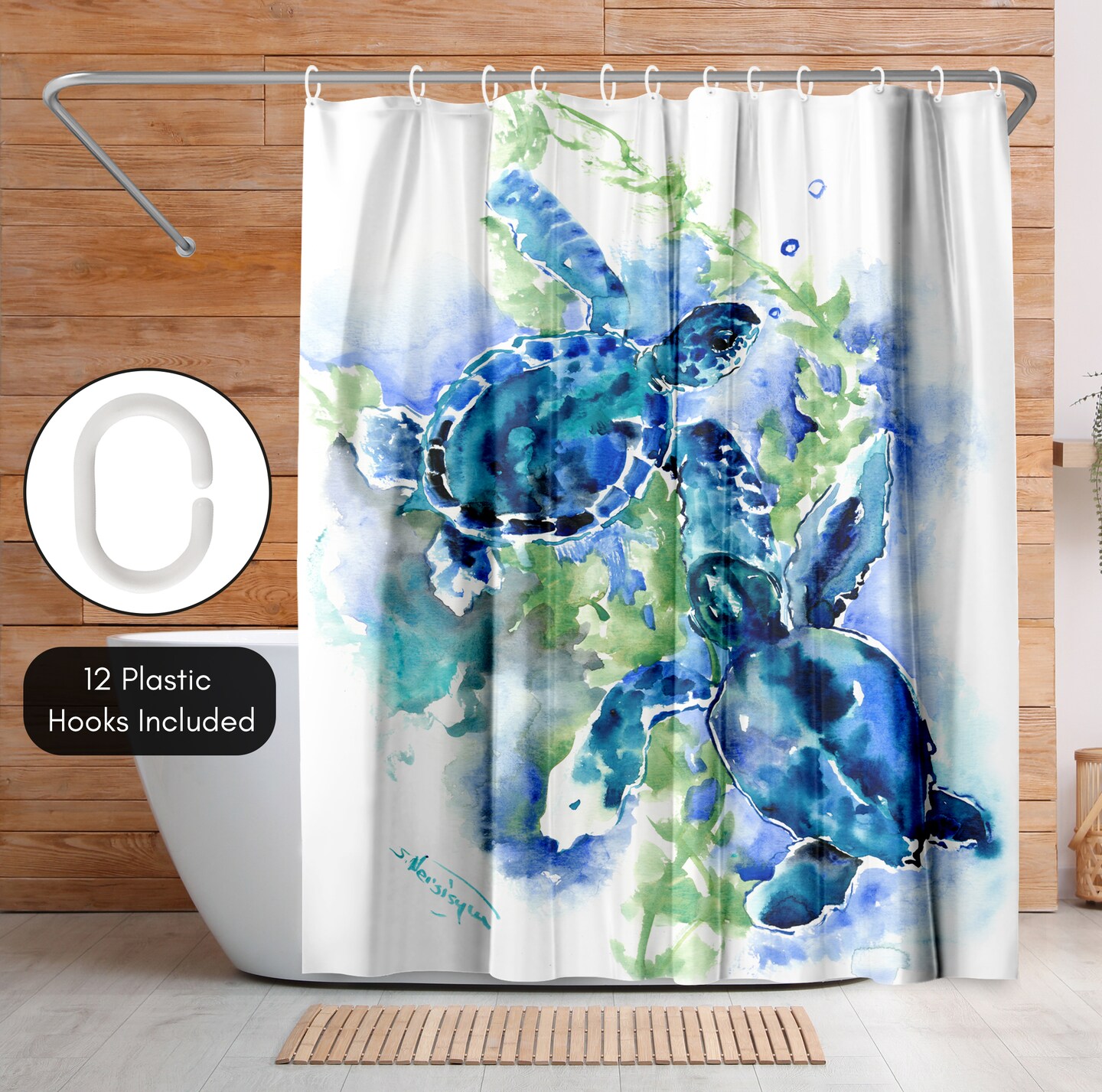 Americanflat 71&#x22; x 74&#x22; Shower Curtain, Sea Turtles 1 by Suren Nersisyan