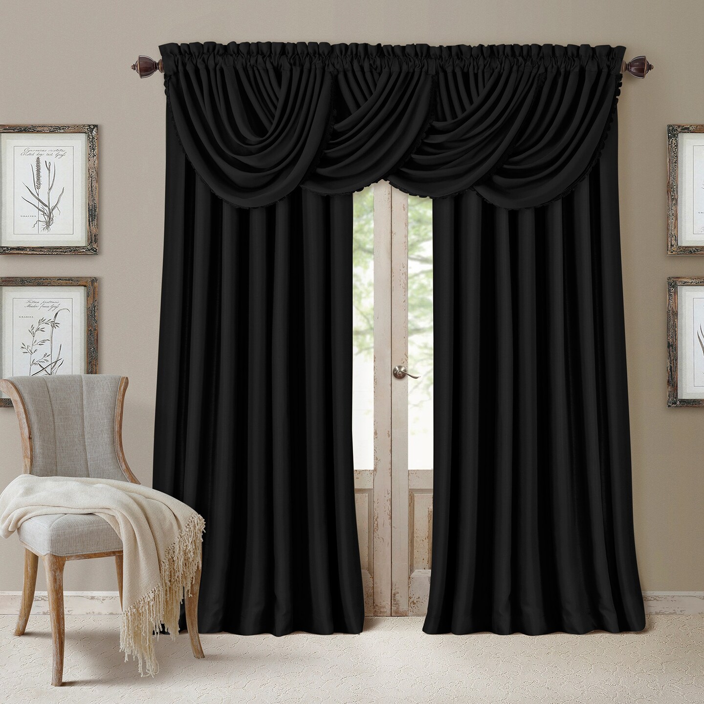 Threadmade Home All Seasons Blackout Window Curtain, Black - 52"W x 84"L