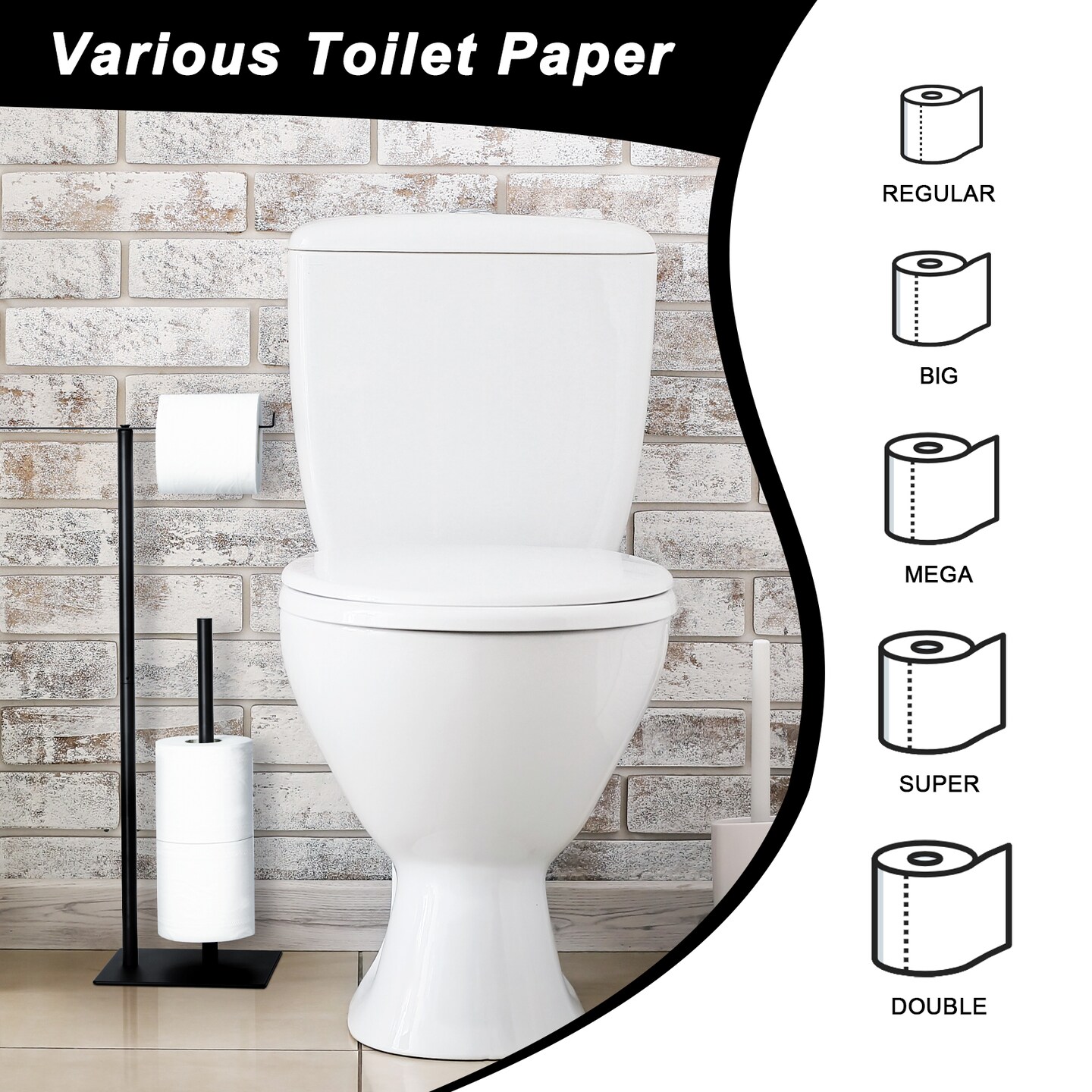 Toilet Paper Holder Stand Tissue Holder Bathroom Free Standing Paper Roll Holder