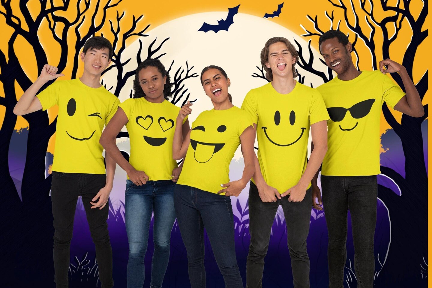 Emoticon Shirts, Adult Halloween Costume, Mens Smile Face Tshirts