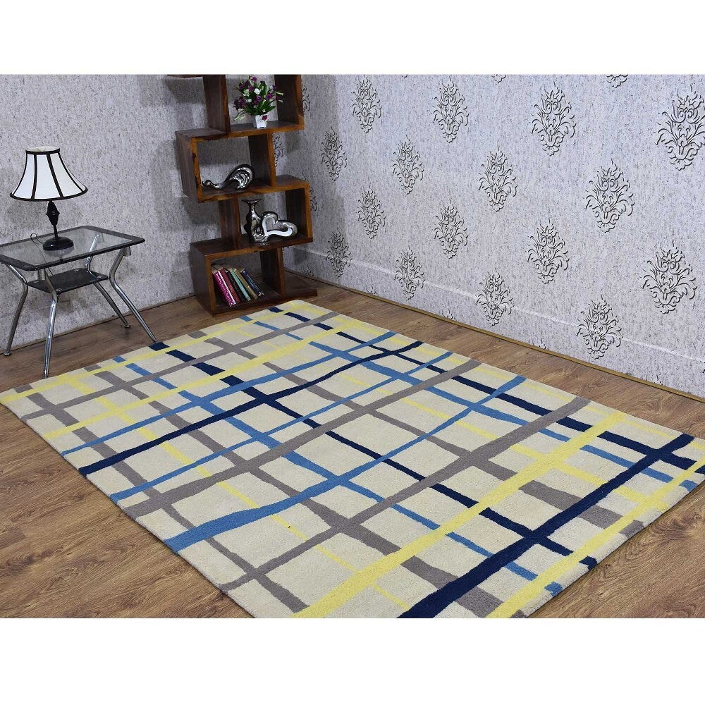 Hand Tufted Wool Area Rug 5X7 Multicolor Contemporary K03121 Eco-Friendly