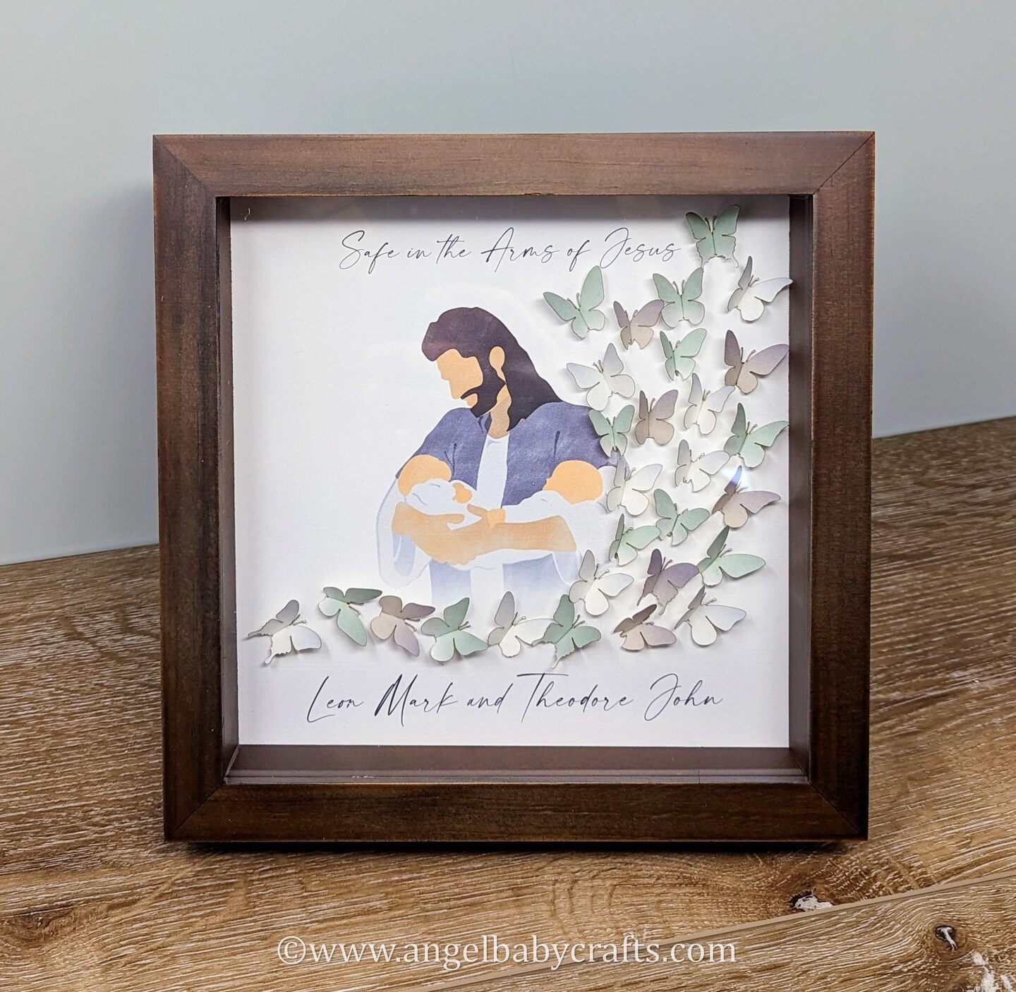 3D Jesus Holding Twins With Butterflies Miscarriage Gift
