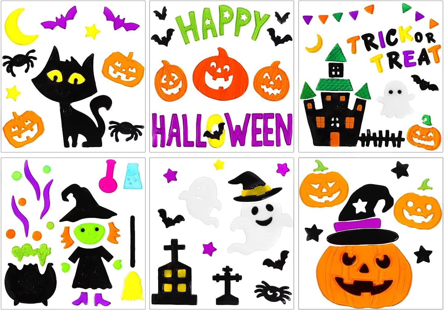 6pcs Halloween Gel Window Clings