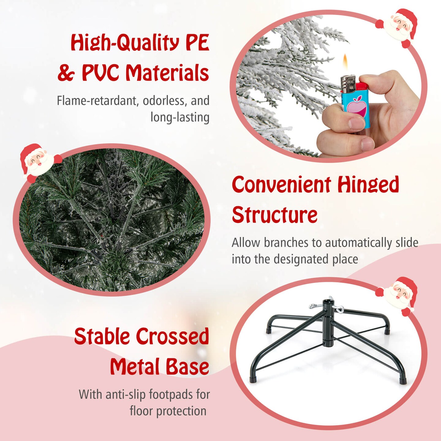 Costway 4.5/6/7 FT Pre-Lit Artificial Christmas Tree with 279/519/743 PVC &#x26; Pine Needles &#x26; PE Tips