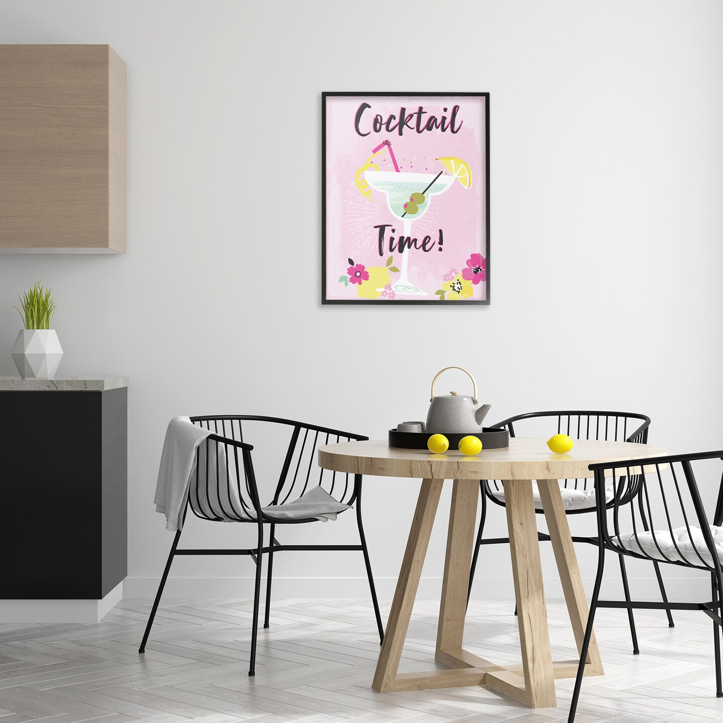 Stupell Industries Pink Cocktail Time Framed Giclee Wall Art Design by Angela Nickeas