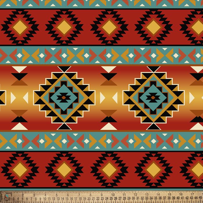 Southwest Sun Orange Anti-Pill Premium Fleece Fabric | By The Yard