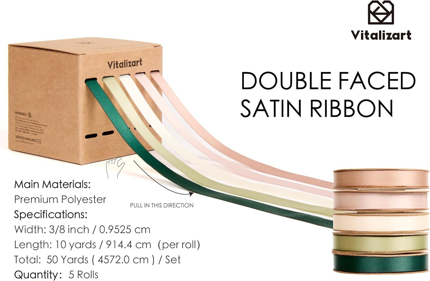 Ribbons for Crafts 3/8" x 50 Yd Satin Ribbon Double Face Gift Wrapping Silk Like