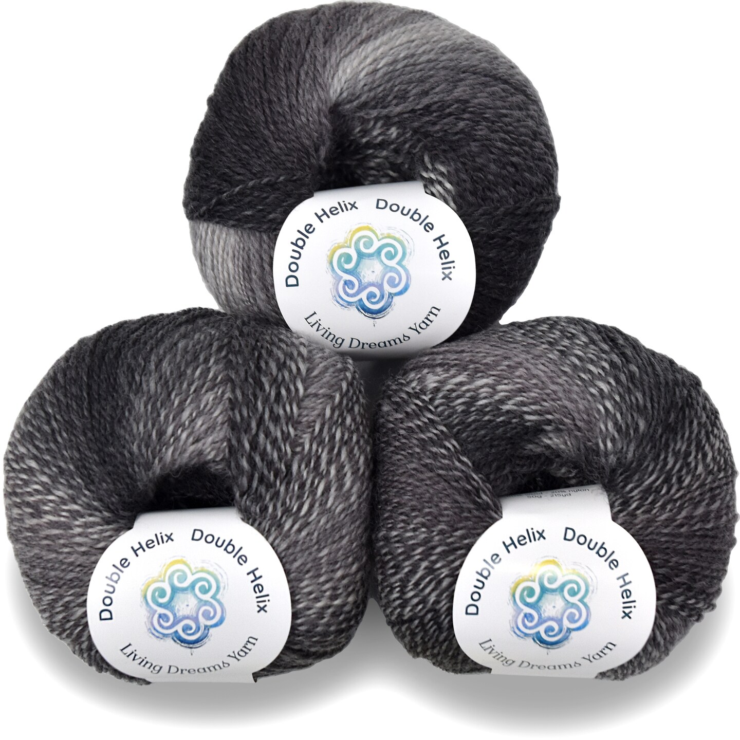 Double Helix by Living Dreams Yarn. Soft, Colorful Wool Yarn for Crochet, Knitting, Weaving. Self-Striping Sport Weight Yarn, 3 Pack, 150g