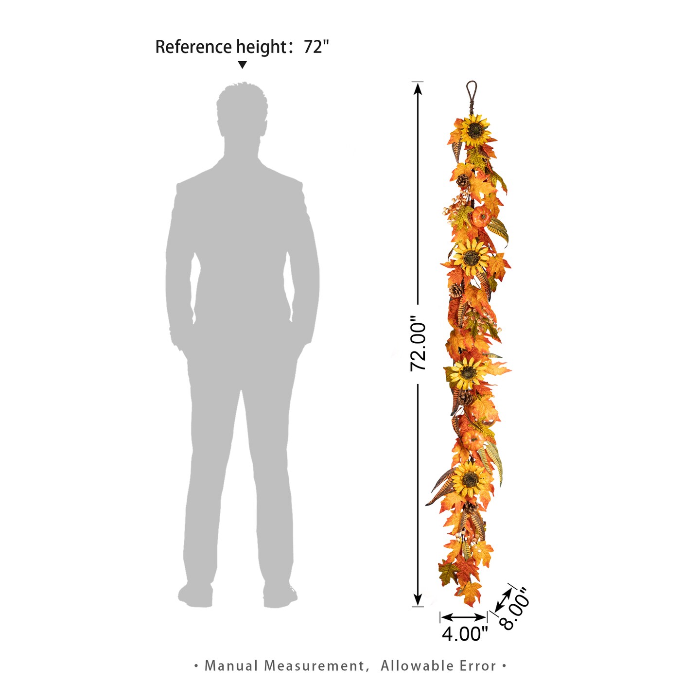 Set of 2 6ft Fall Maple Leaf and Sunflower Garland