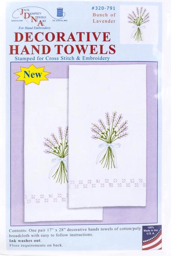 DIY Dempsey Bunch of Lavender Stamped Cross Stitch & Embroidery Hand Towel Kit