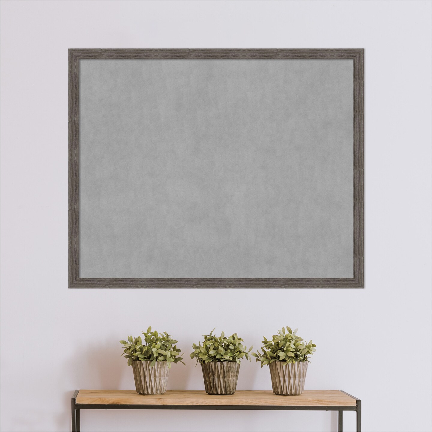 Pinstripe Lead Grey Wood Framed Magnetic Board, Size: Board Size