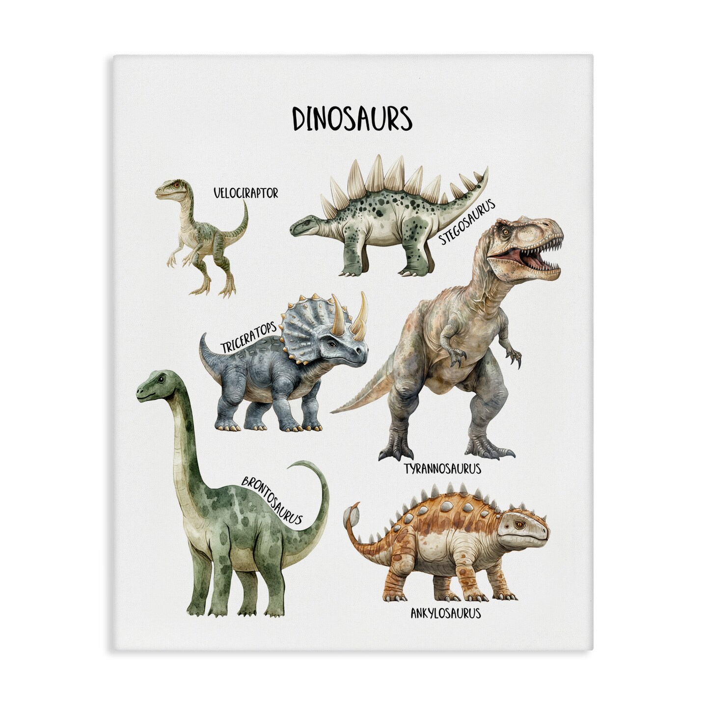 Stupell Industries Educational Meet The Dinosaurs Canvas, design by Christine Simpson Art