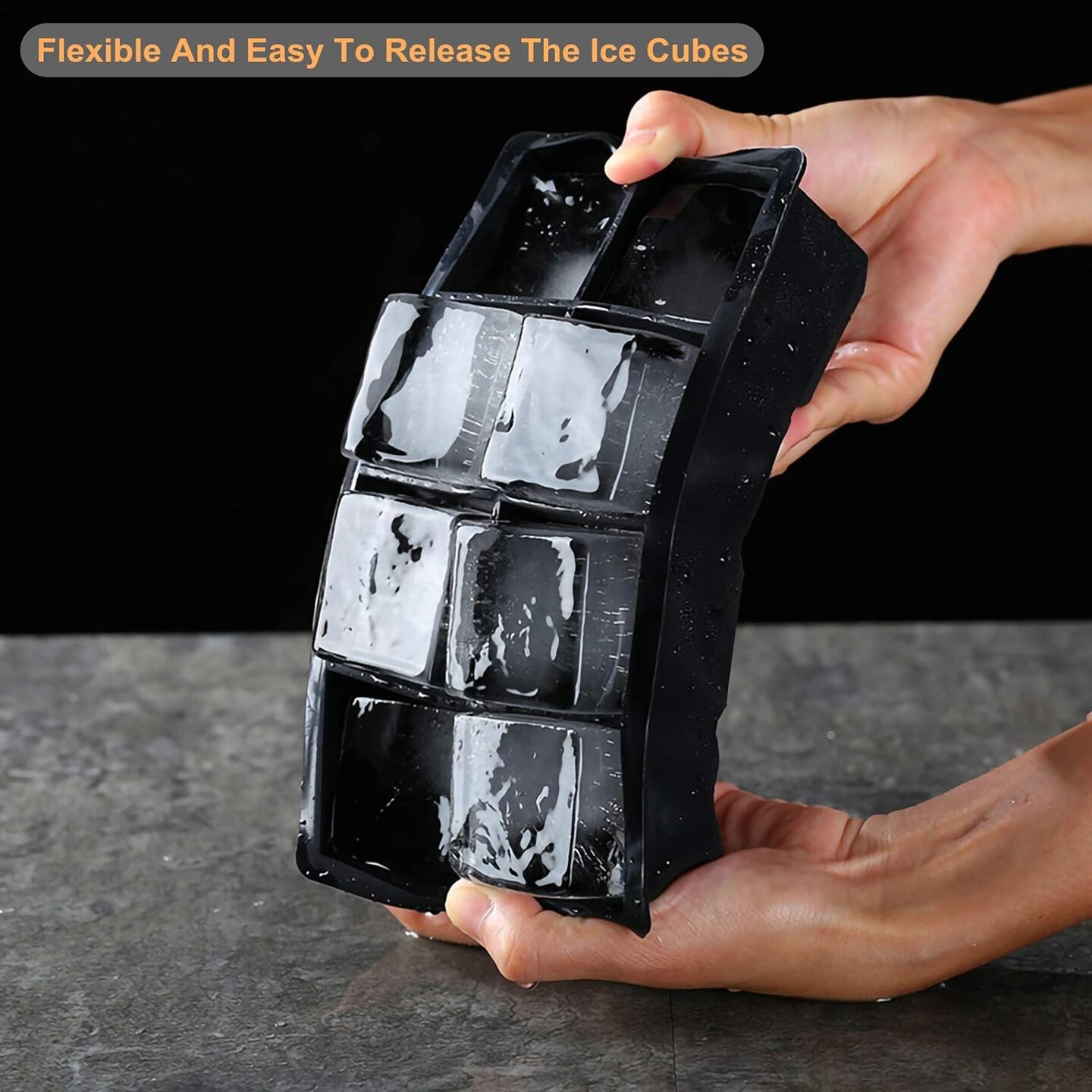 Large Ice Cube Tray for Whiskey,2 Pack Stackable Big Ice Cube Molds Make 16 Big Whiskey Ice Cubes,Easy Release Square Ice Cube Maker for Cocktails,Whiskey,Soups and Frozen Treats