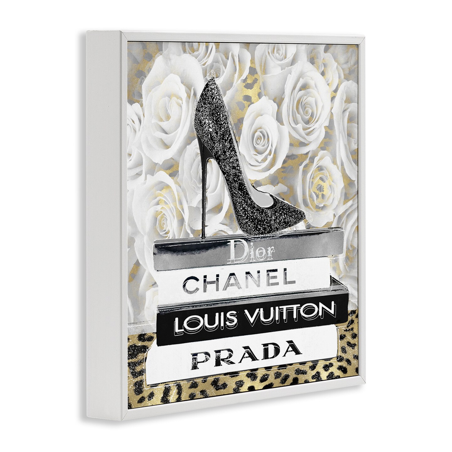 Stupell Industries Glam Heel on Roses Framed Giclee Design by Madeline Blake