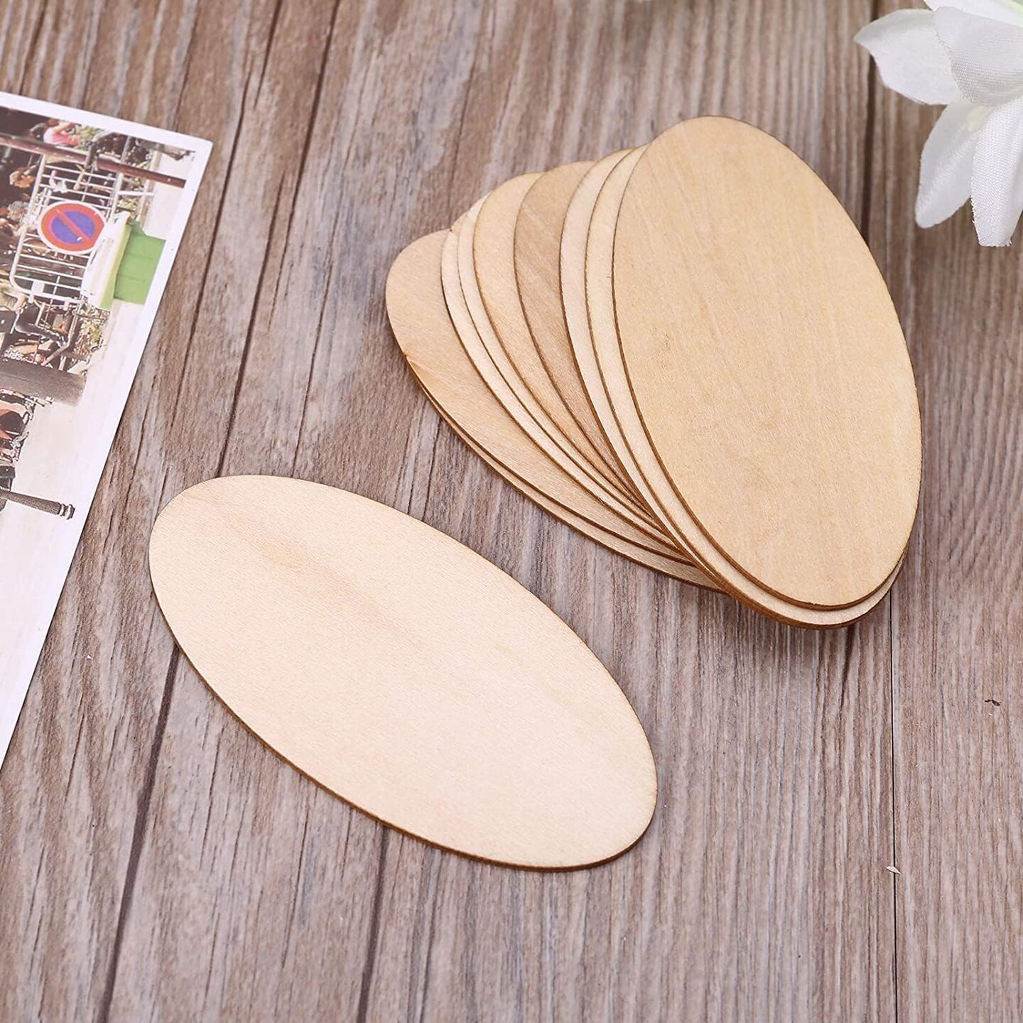 Unfinished Wood Oval Cutout Shape - Bag of 5, 10.5 x 6.5 Inch