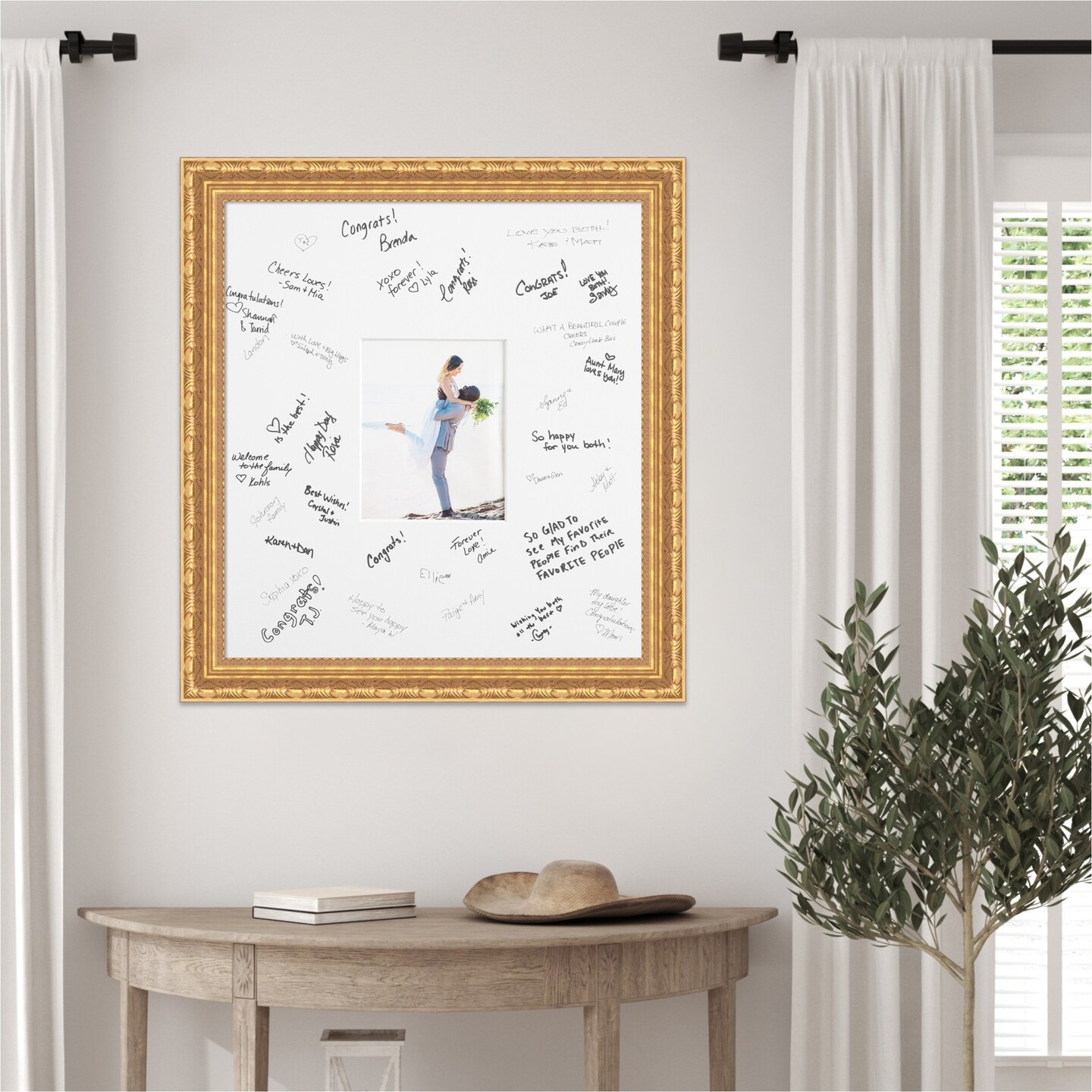 Versailles Signature Mat Picture Frame, Photo Frame Wedding Guest Book Alternative, Autograph Picture Mat for Signature Board, Wedding Celebrations Graduations Support Encouragement or Retirement