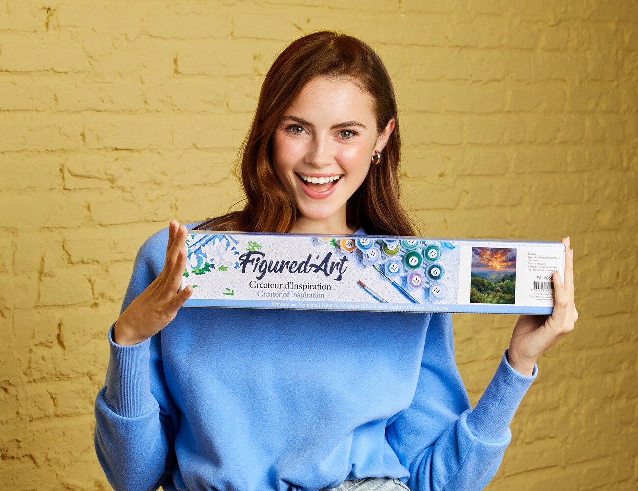 Figured'Art Paint by Numbers for Adults Bear and Sunset 16"x20" - Craft Art Painting DIY Kit Rolled Canvas without frame