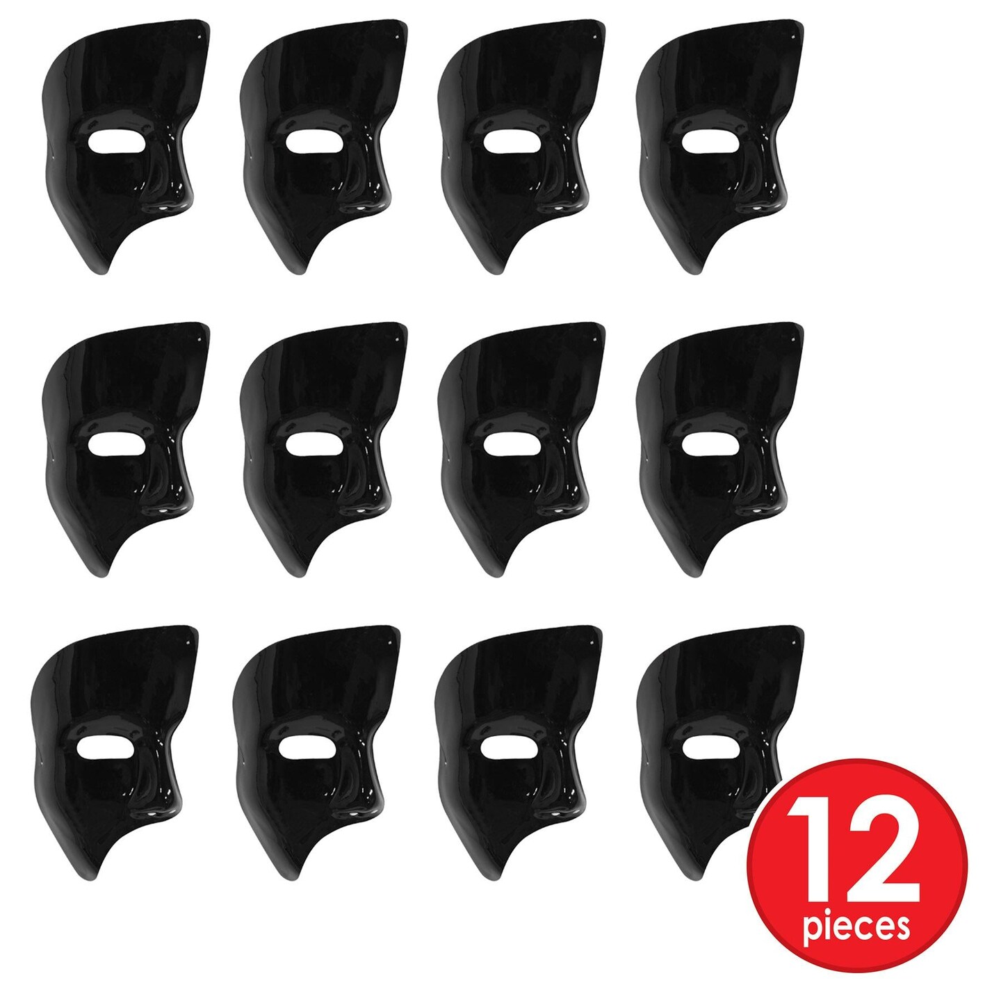 24 Pack Beistle Mardi Gras Phantom Mask - black
