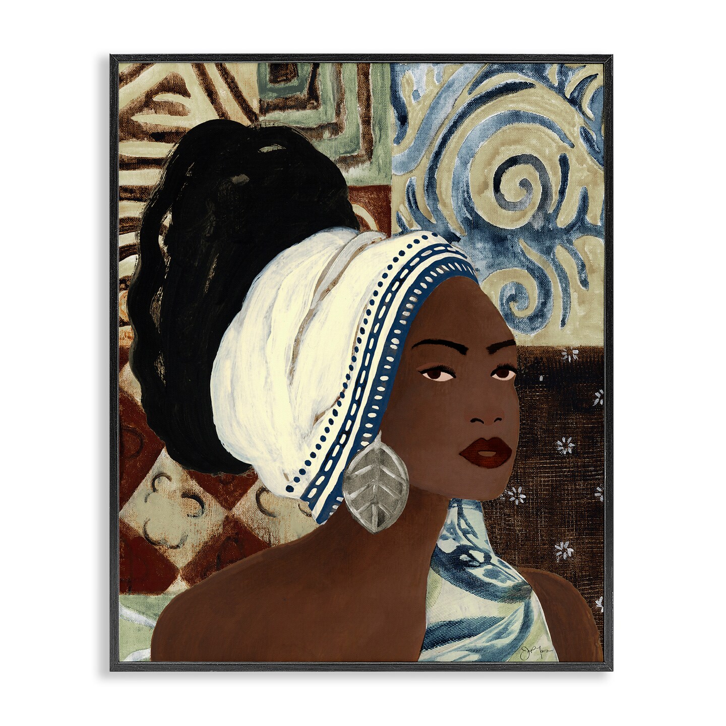 Stupell Industries Classy Earth Tones Portrait Framed Giclee By Janet Tava