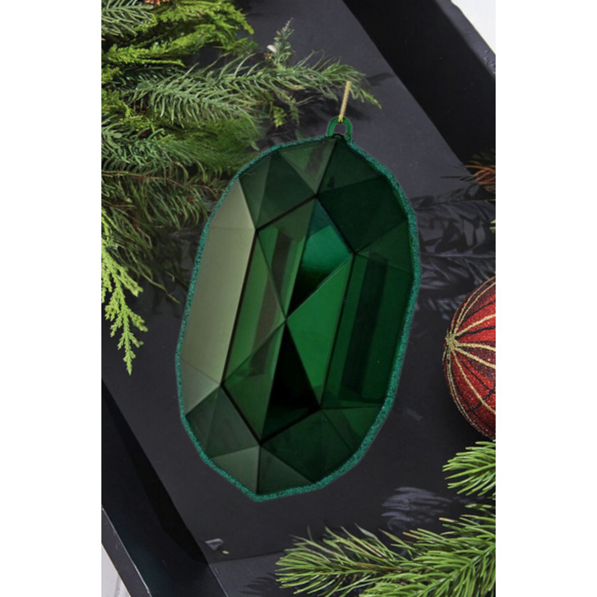 6.5&#x22; Acrylic Oval Jewel Ornament: Emerald Green
