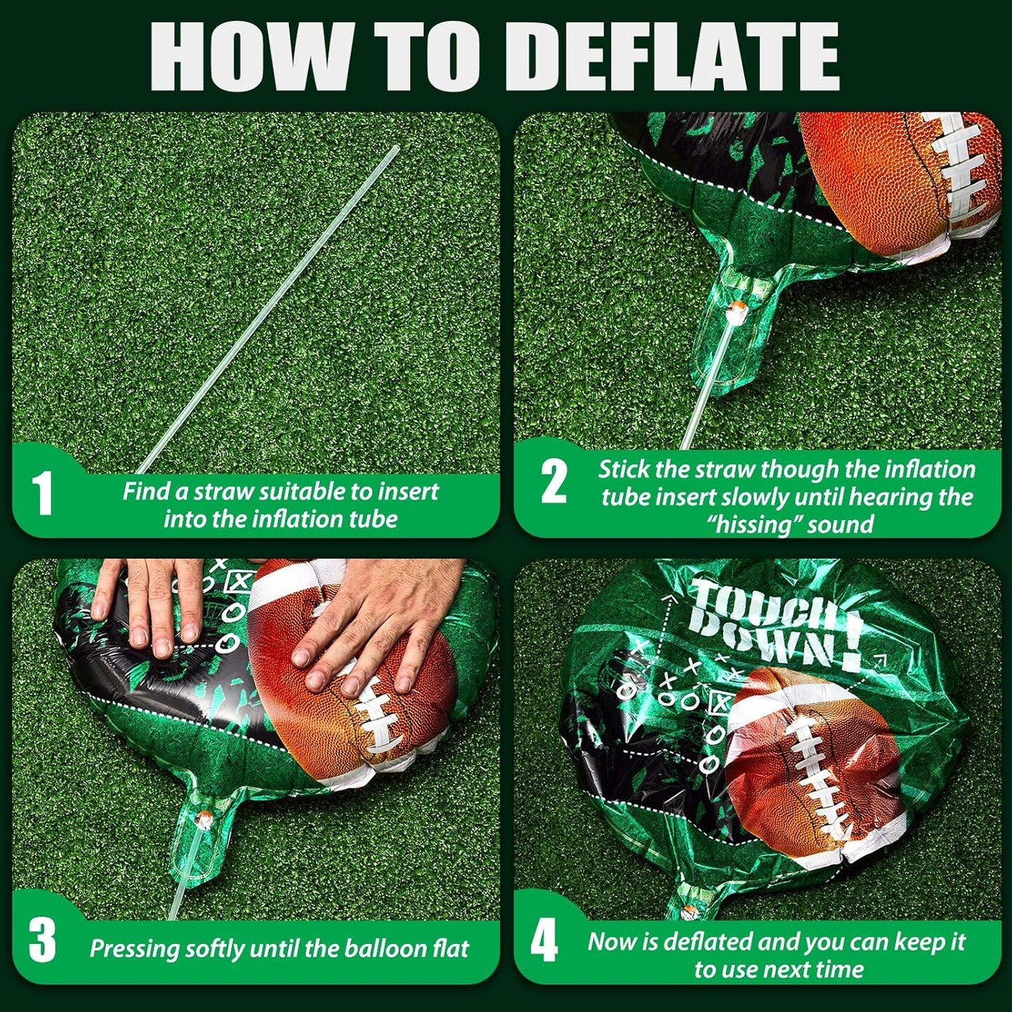 Football Balloons Set - Field &#x26; Foil Balloons for Tailgate Game Day Theme Supplies - Birthday Party Decorations (12 Pieces)