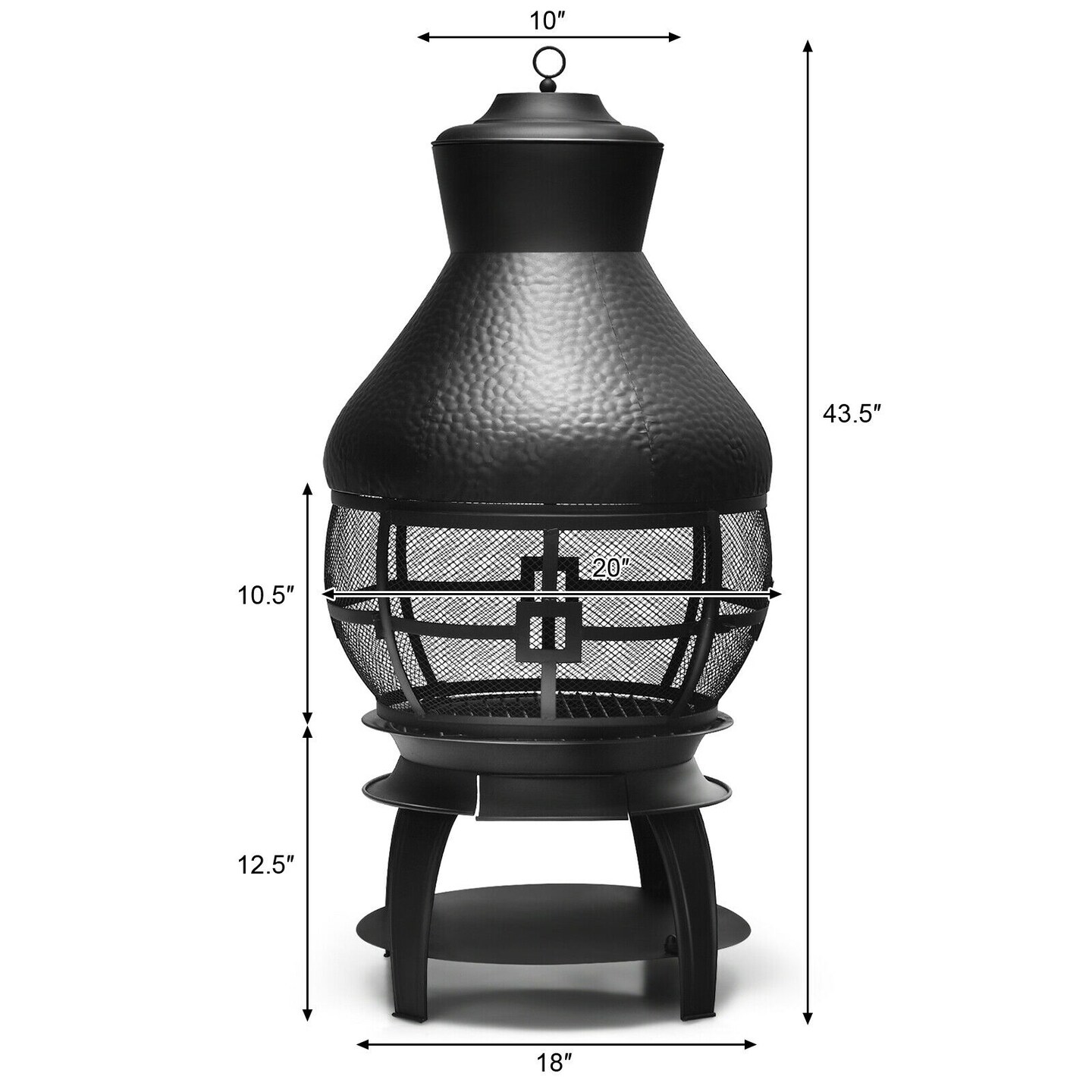 Black Iron Outdoor Chimenea Fireplace and Smokeless Design