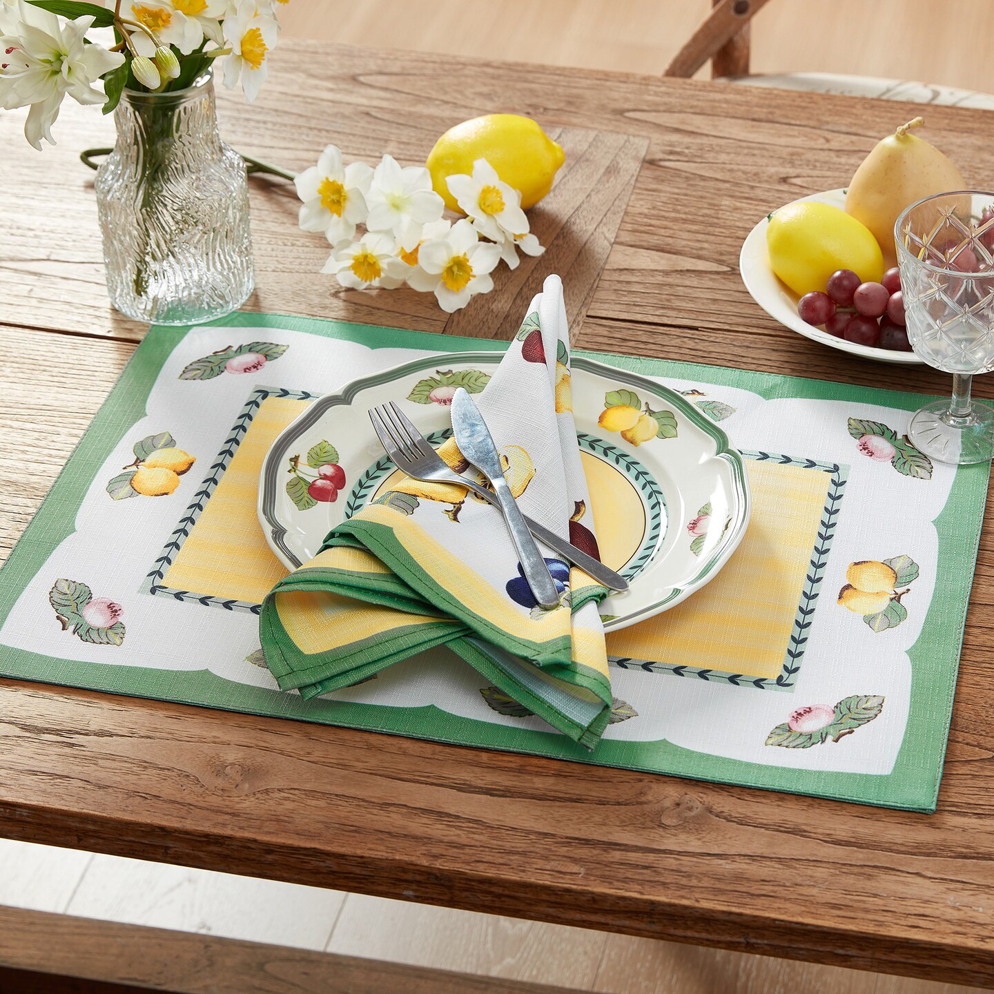 Villeroy & Boch French Garden Water Resistant Placemats, Set of 4, Multicolor - 14"W x 20"L