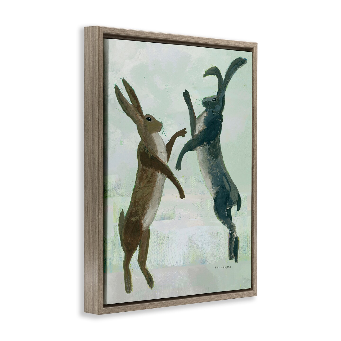 Stupell Industries Rustic Boxing Hares Floating Frame Design by Kay Widdowson