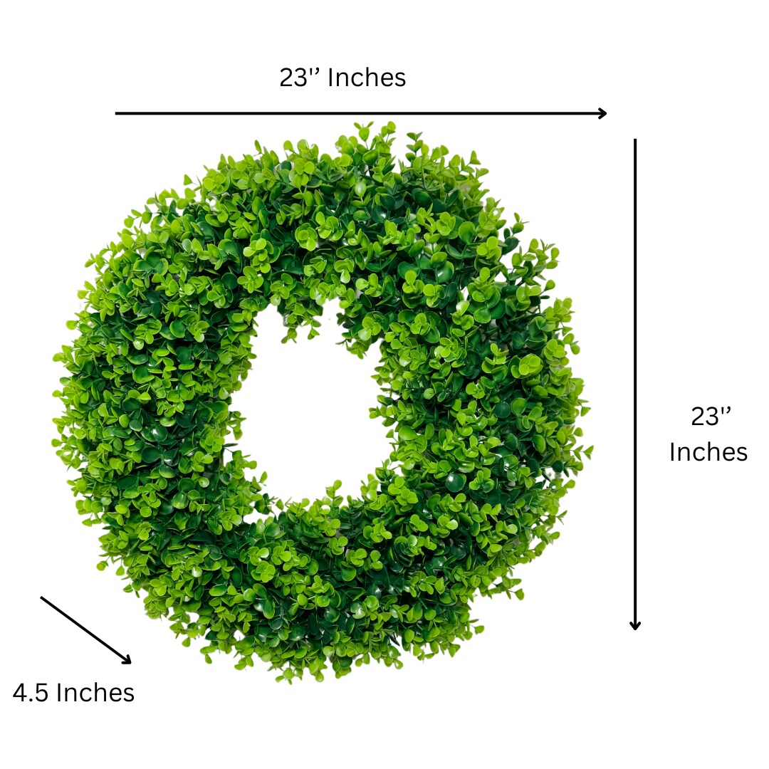 Chiara Green Artificial Boxwood Decorative Wreath Indoor/Outdoor Use Available