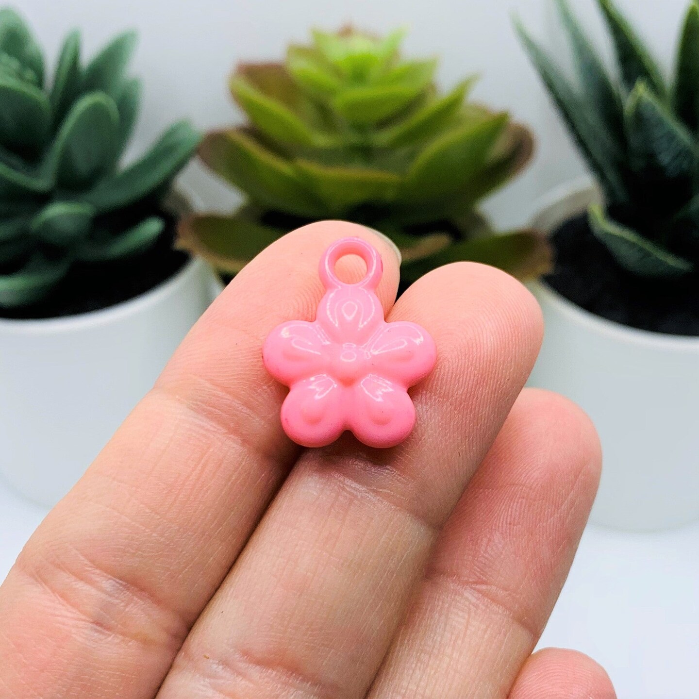 Multi-color Acrylic Flower Charms, 20x16mm