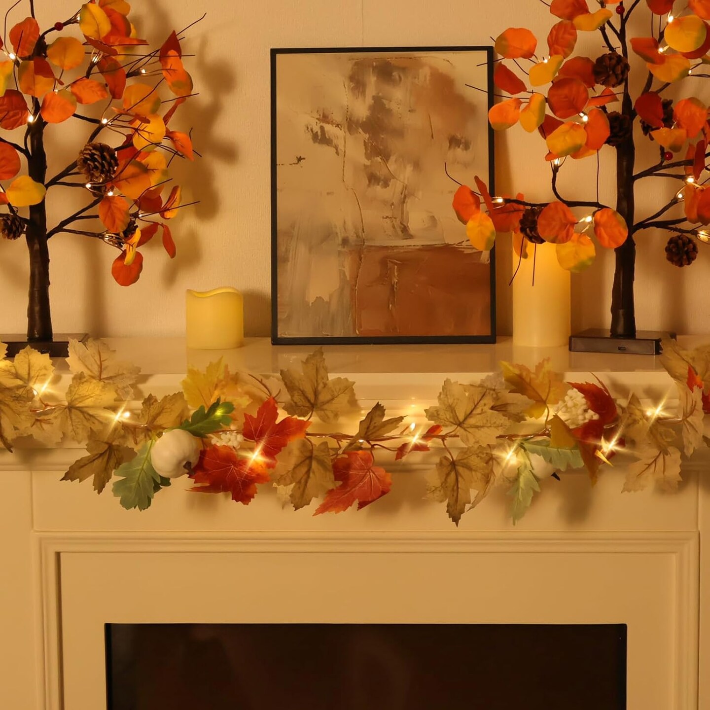 2 Pack Fall Leaves Garland with Lights - 5.6FT
