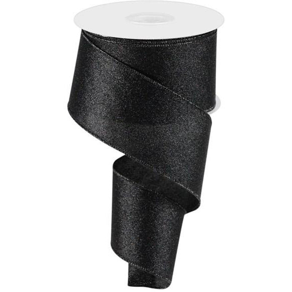 2.5&#x22; Shimmer Glitter Ribbon: Black (10 Yards)